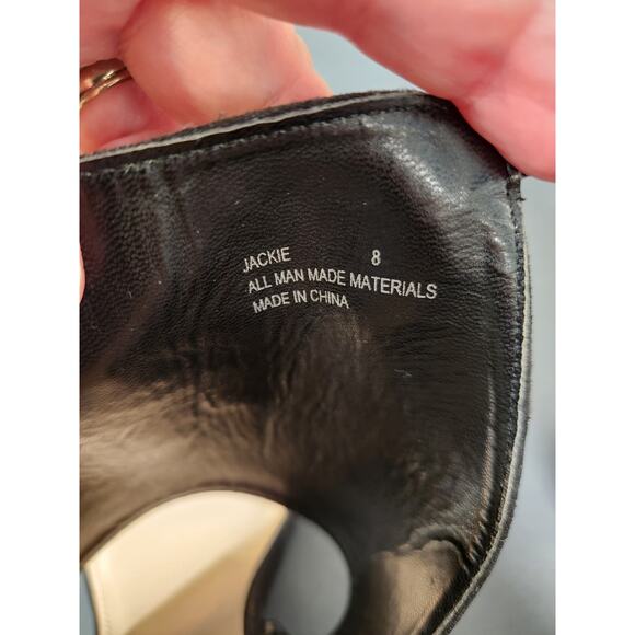 CHARLOTTE RUSSE Jackie Ankle Strap High Heel Sandal Womens 8 Black Faux Suede - Picture 2 of 8